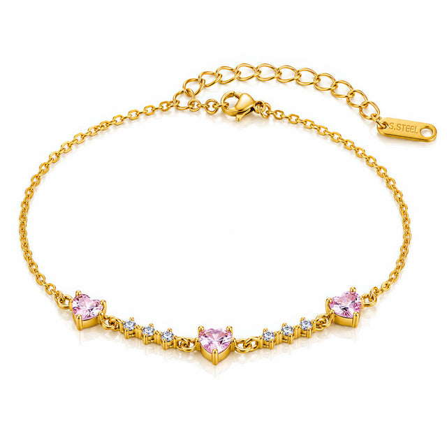 Pink Heart Crystal Bracelet