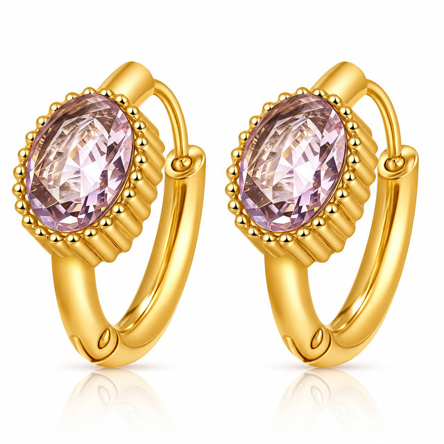 Lilac Crystal Huggie Hoops