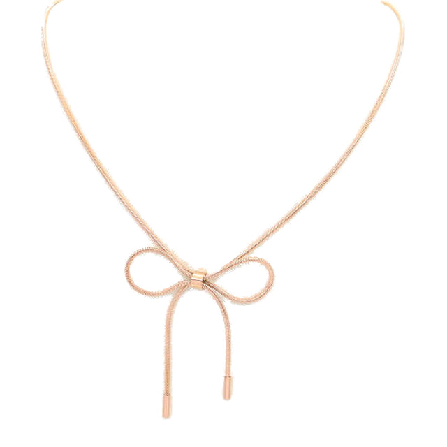 Rose Gold-Tone Bow Necklace