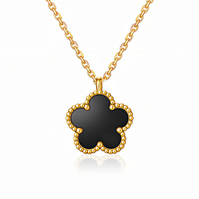 Black Flower Pendant Necklace