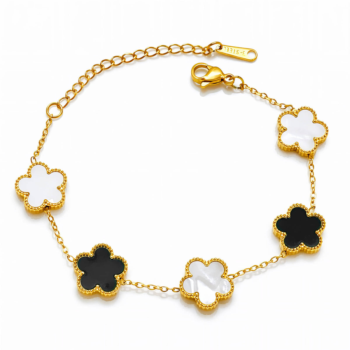 Black & White Flower Station Bracelet