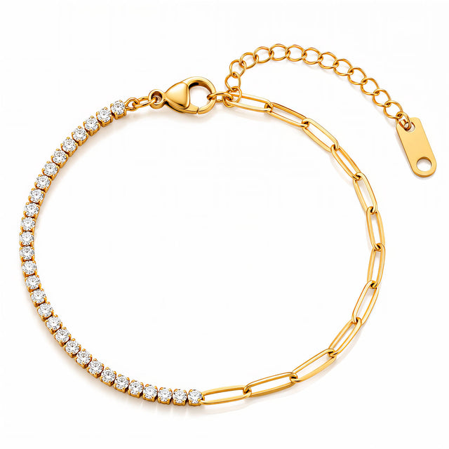 Half Tennis Paperclip Bracelet