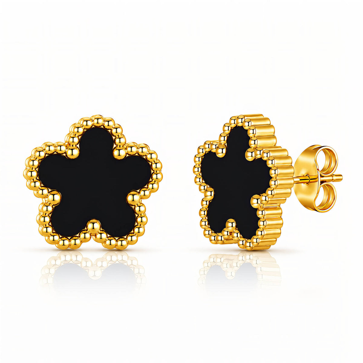 Black Flower Studs