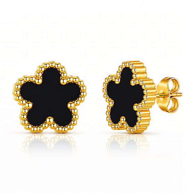 Black Flower Studs