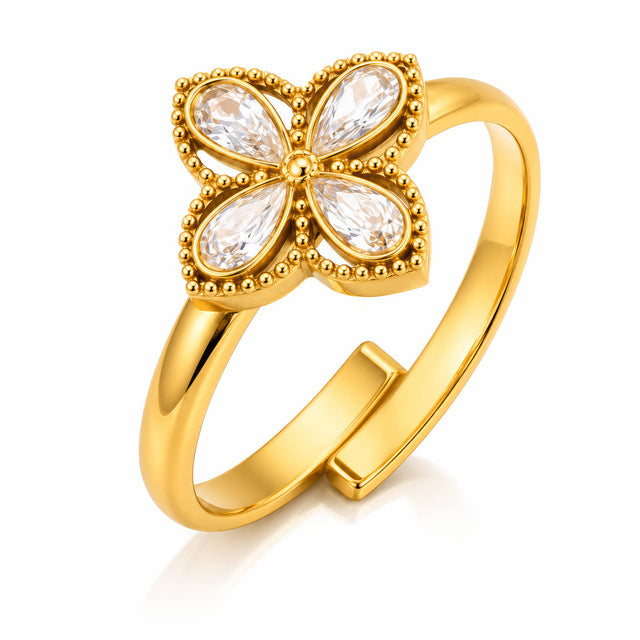 Crystal Clover Ring
