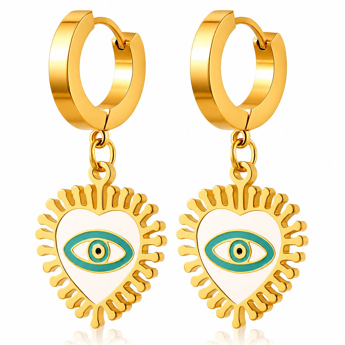Evil Eye Heart Huggie Drops