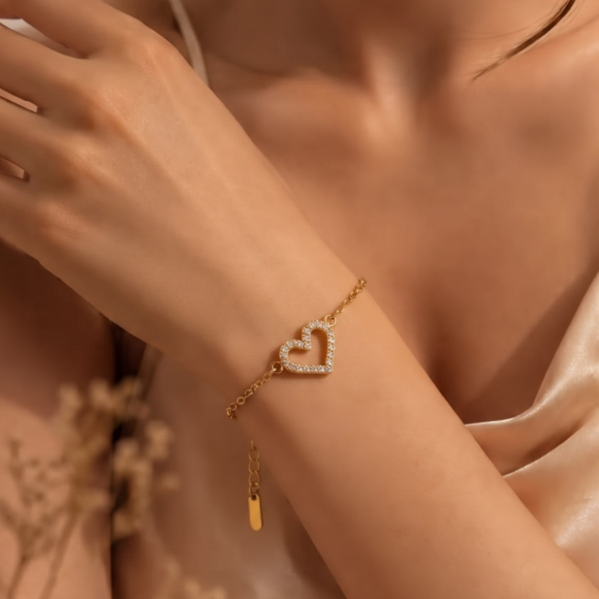 Pavé Open Heart Bracelet, worn