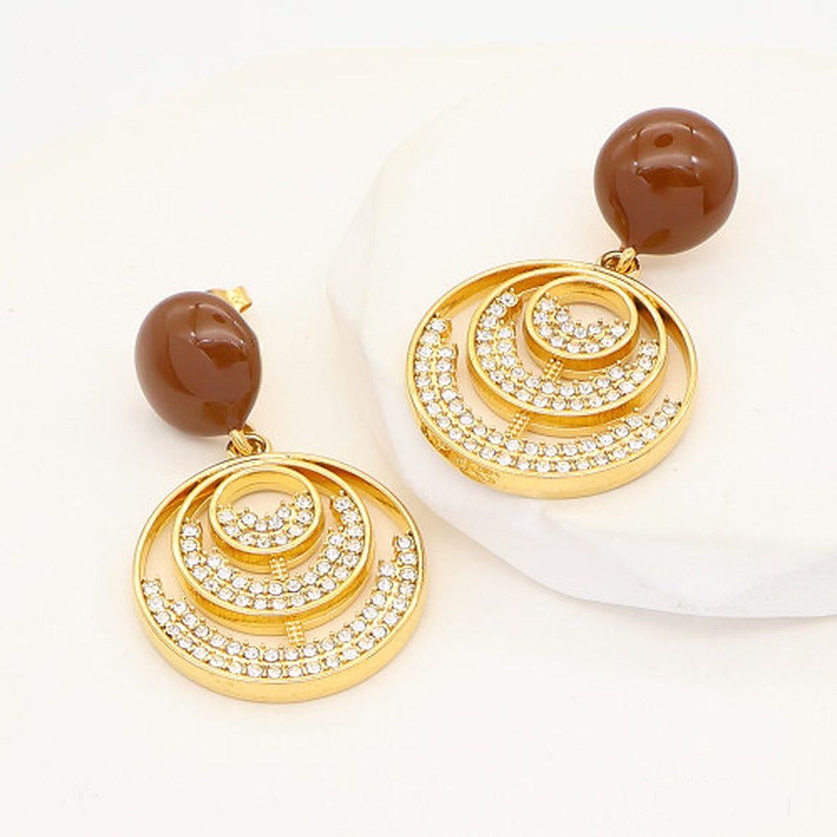 Pavé Ripple Disc Drop Earrings