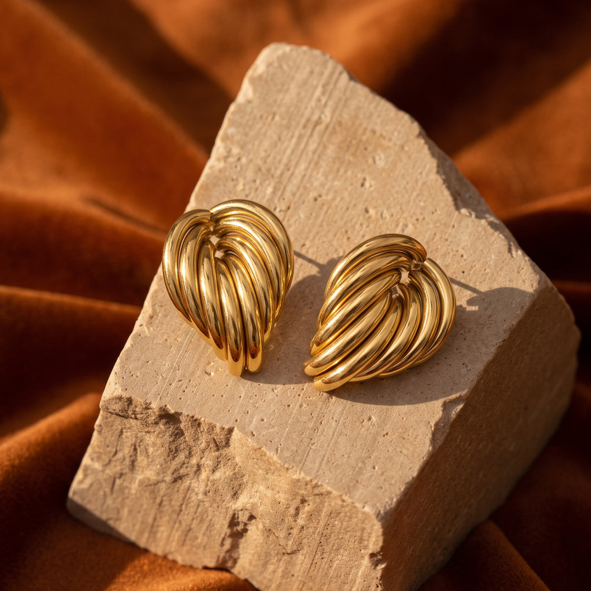 Sculpted Wave Dome Studs, styled