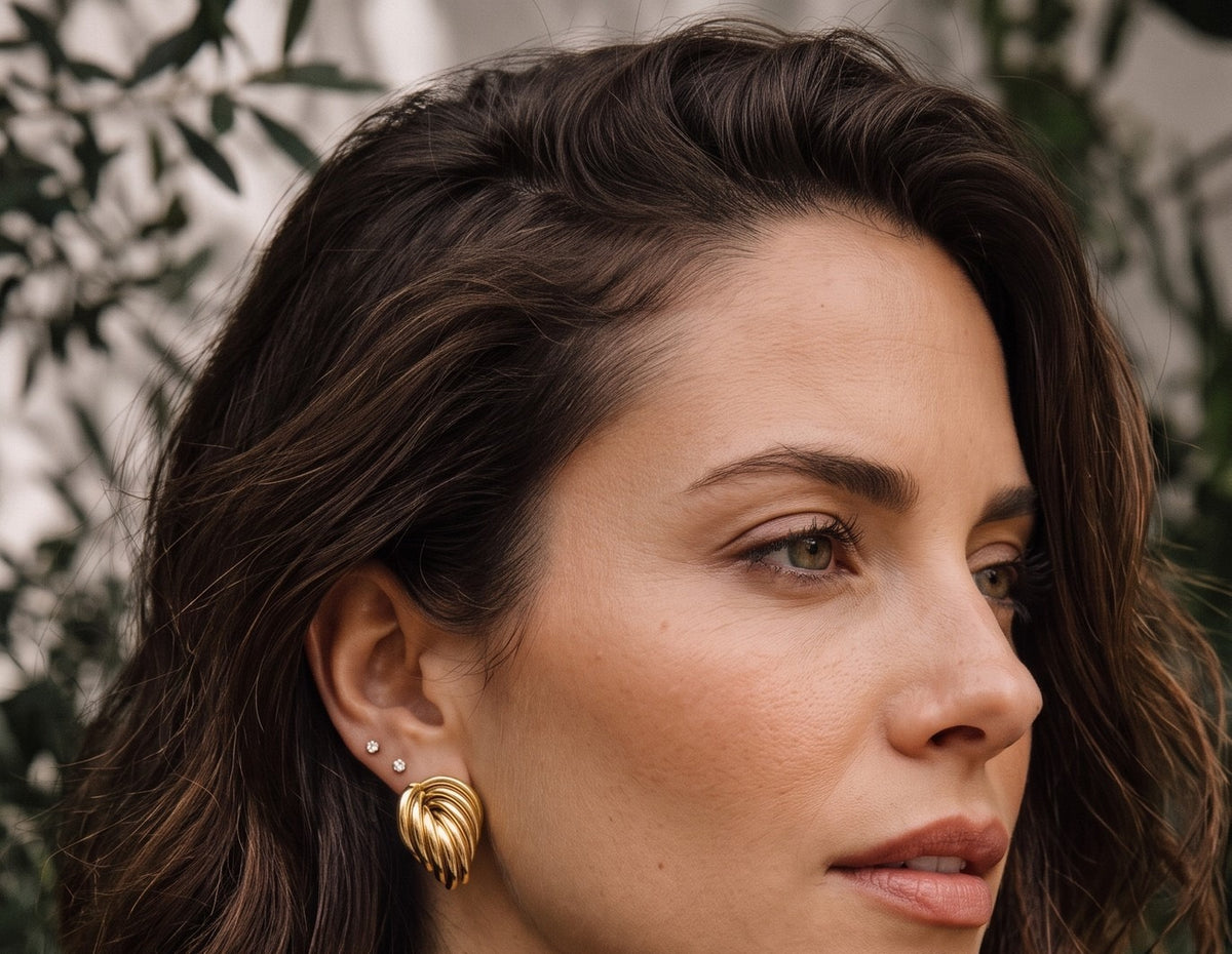 Sculpted Wave Dome Studs, worn